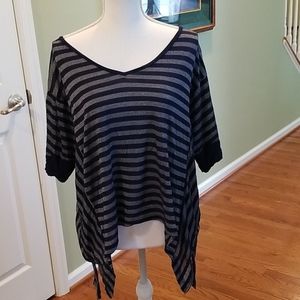 Seven7 Blue & Gold Sheer Kimono Shirt